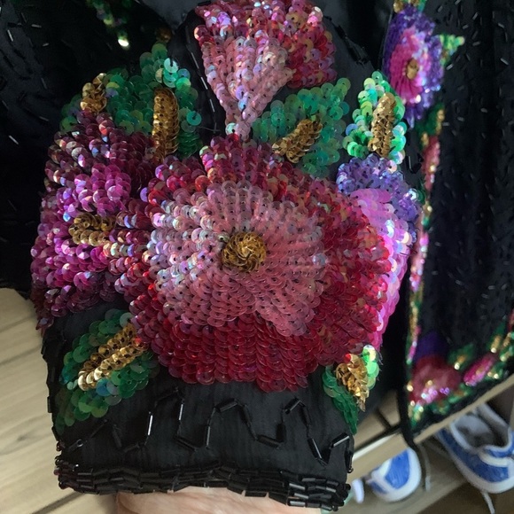 Laurence Kazar Vintage Beaded‎ Silk Evening Jacket - Picture 7 of 9